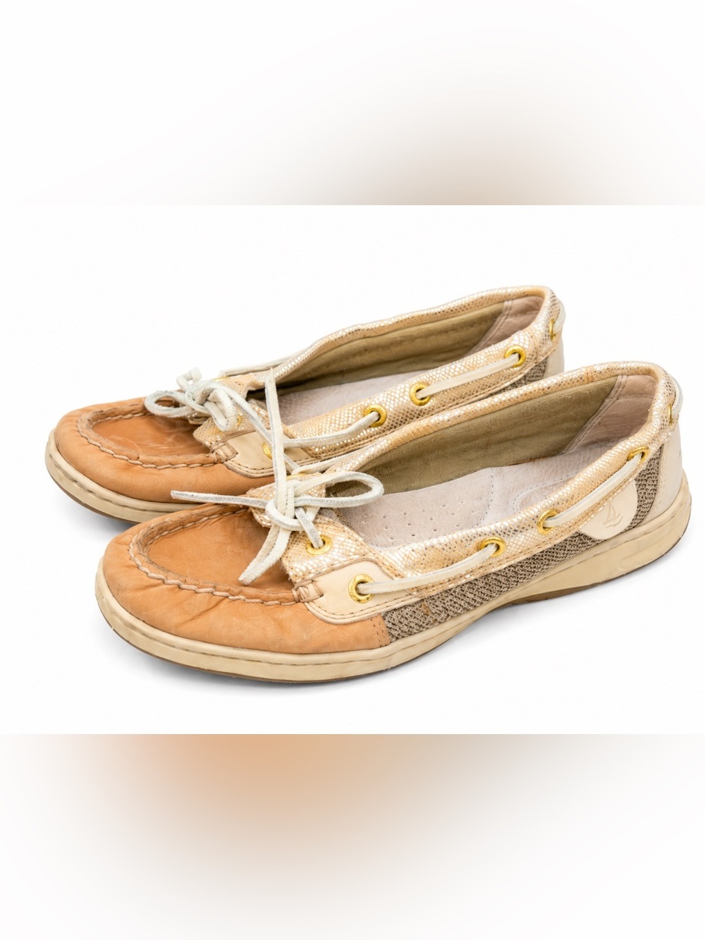 Sperry Top-Sider Gold Shimmer Boat Shoes Coastal Grandma Yacht Club 6M